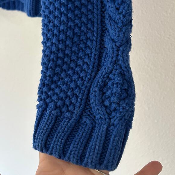 Lauren Ralph Lauren cable knit roll neck turtleneck sweater preppy royal blue M - Picture 6 of 13